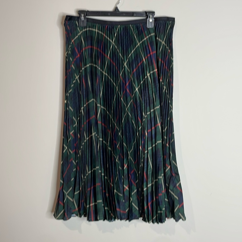 Polo Ralph Lauren | Green Tartan Pleated Midi Skirt Size XXL NWT - Picture 2 of 7